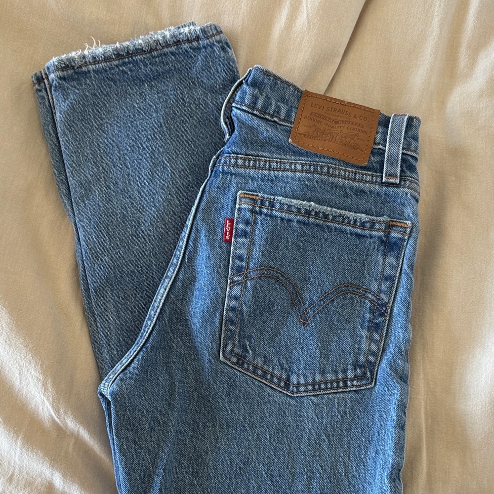 Levi's Medium Blue Wedgie High Rise Straight Jeans